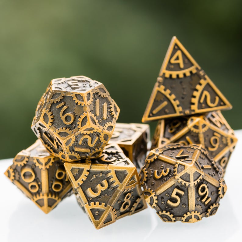 Steampunk Antique Gold Metal RPG set | Anubis Games and Hobby