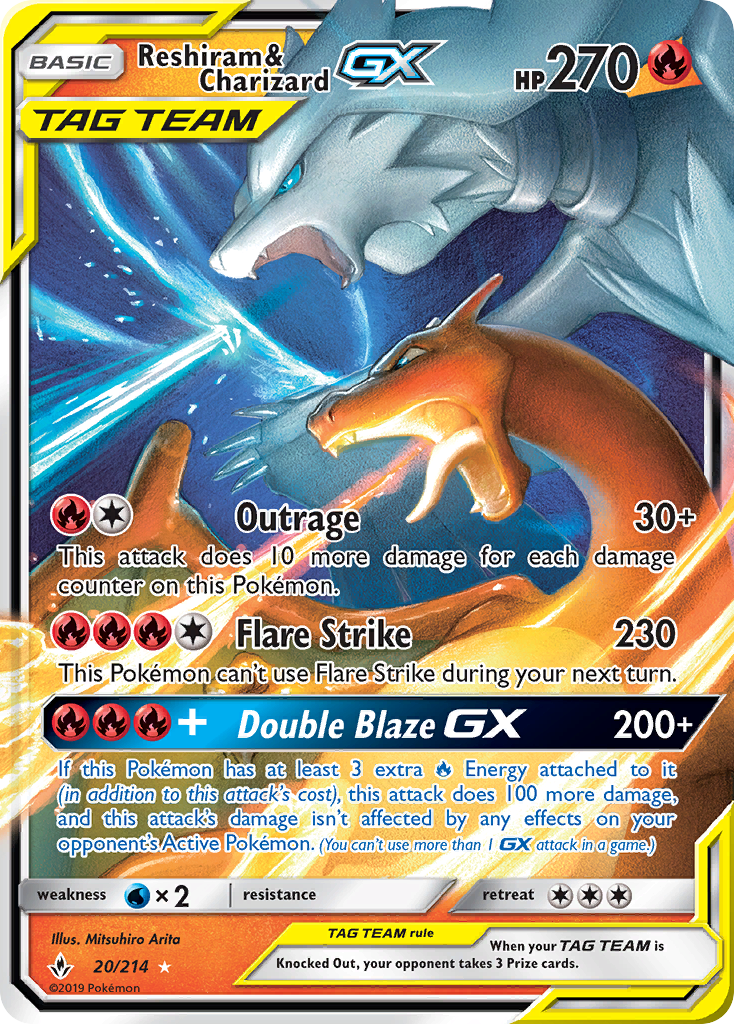 Reshiram & Charizard GX (20/214) [Sun & Moon: Unbroken Bonds] | Anubis Games and Hobby