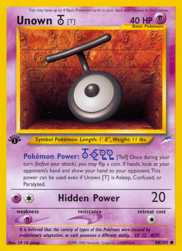 Unown [T] (88/105) [Neo Destiny 1st Edition] | Anubis Games and Hobby