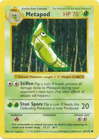 Metapod (54/102) [Base Set Shadowless Unlimited] | Anubis Games and Hobby