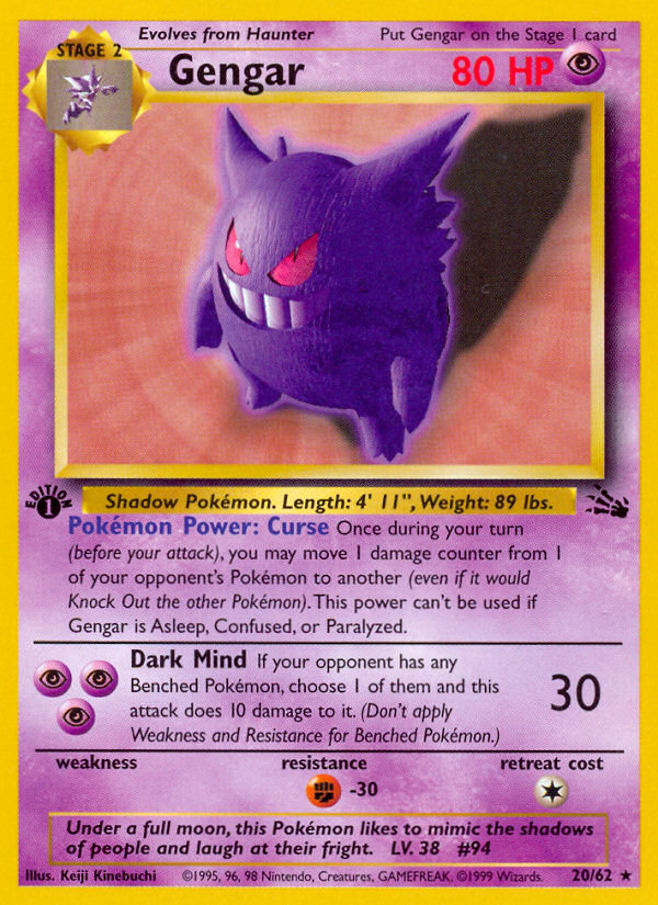 Gengar (20/62) [Fossil 1st Edition] | Anubis Games and Hobby