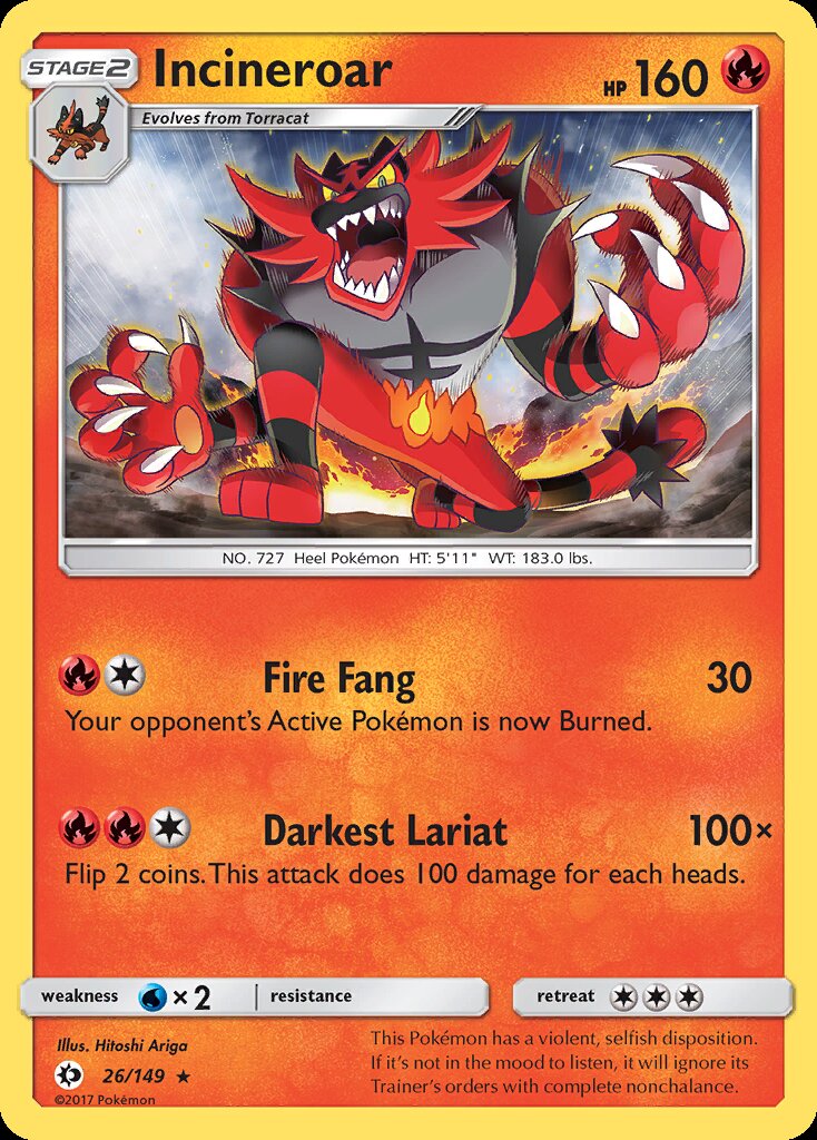 Incineroar (26/149) (Theme Deck Exclusive) [Sun & Moon: Base Set] | Anubis Games and Hobby