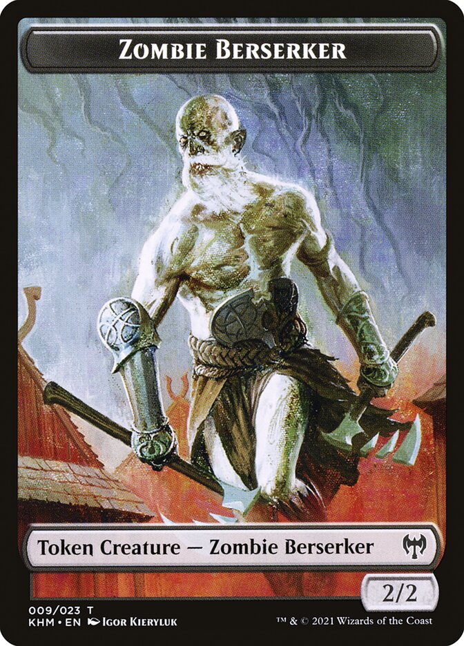 Elf Warrior // Zombie Berserker Double-Sided Token [Kaldheim Tokens] | Anubis Games and Hobby