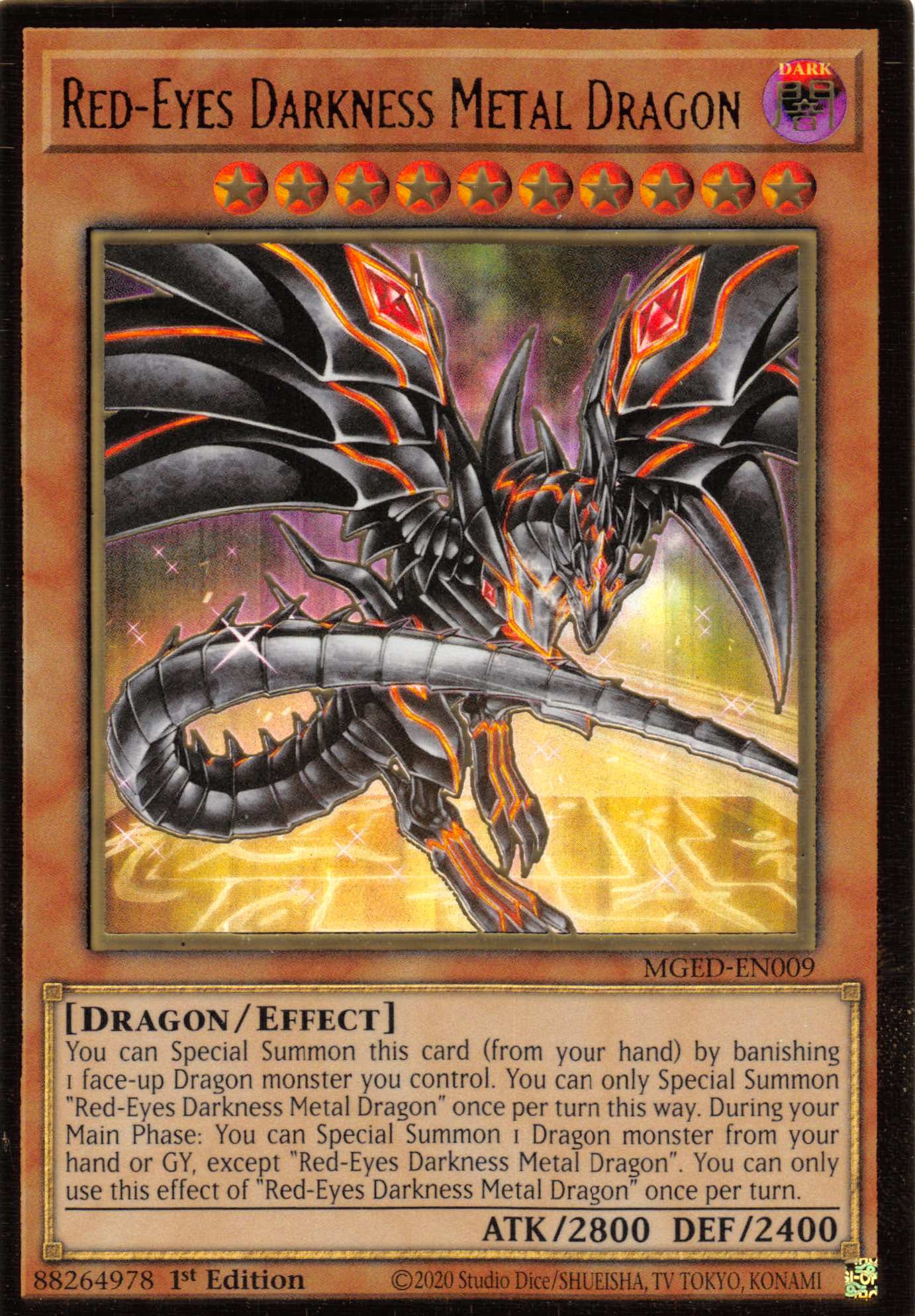 Red-Eyes Darkness Metal Dragon (Alternate Art) [MGED-EN009] Gold Rare | Anubis Games and Hobby