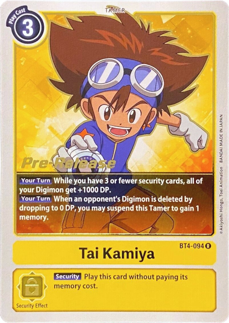 Tai Kamiya [BT4-094] [Great Legend Pre-Release Promos] | Anubis Games and Hobby