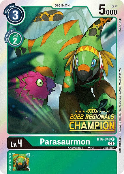 Parasaurmon [BT6-048] (2022 Championship Online Regional) (Online Champion) [Double Diamond Promos] | Anubis Games and Hobby