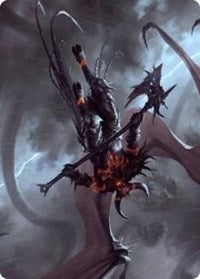 Burning-Rune Demon Art Card [Kaldheim Art Series] | Anubis Games and Hobby