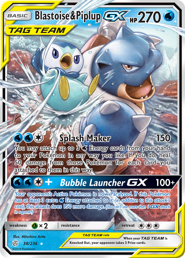 Blastoise & Piplup GX (38/236) [Sun & Moon: Cosmic Eclipse] | Anubis Games and Hobby