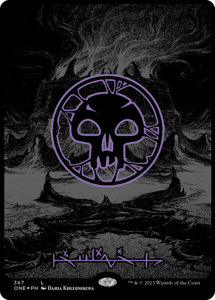 Swamp (367) (Oil Slick Raised Foil) [Phyrexia: All Will Be One] | Anubis Games and Hobby