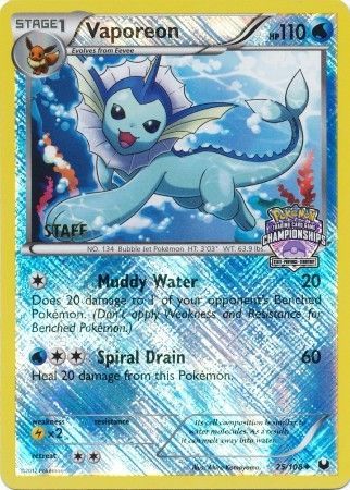 Vaporeon (25/108) (State Province Championship 2013 Promo Staff) [Black & White: Dark Explorers] | Anubis Games and Hobby