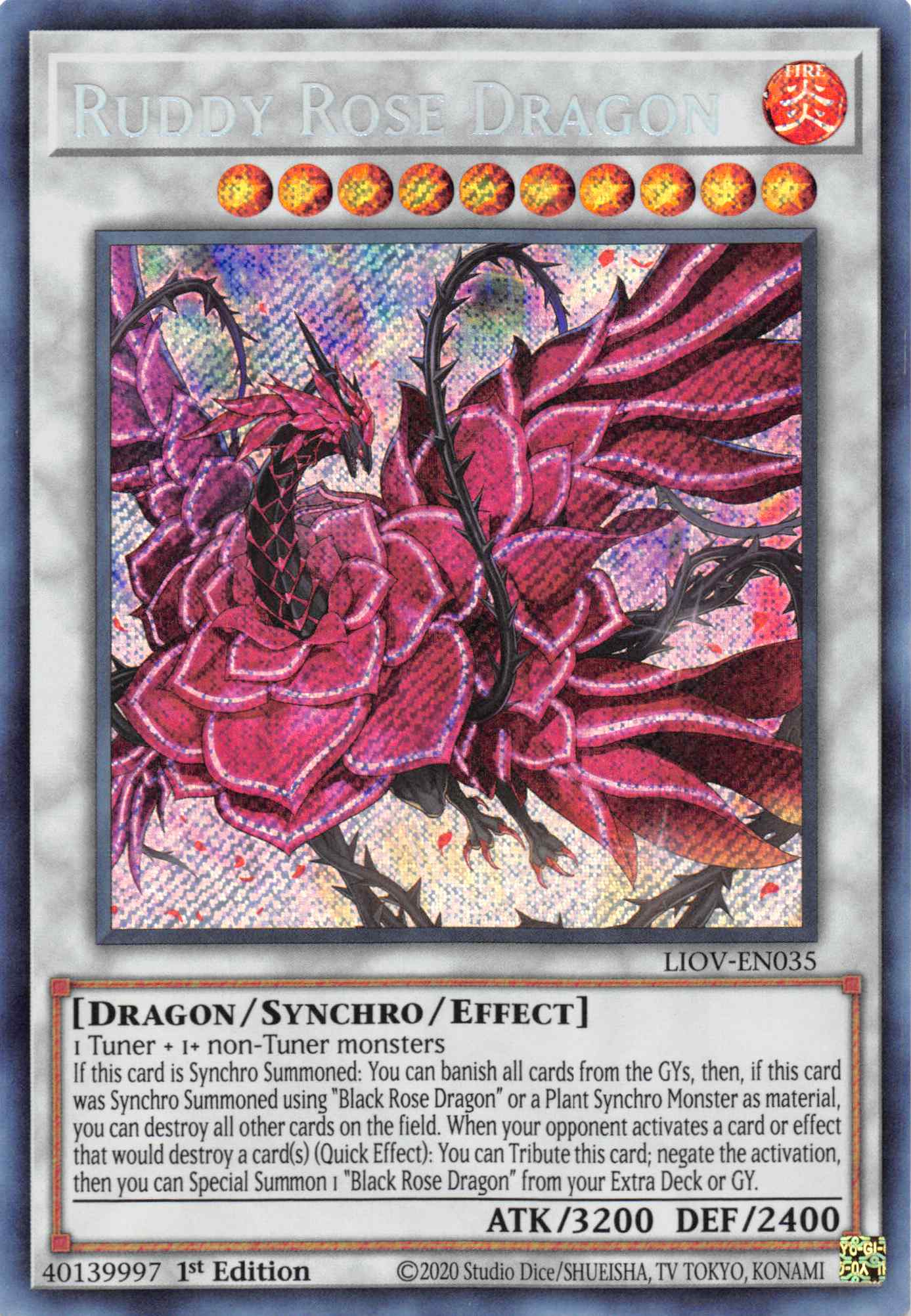 Ruddy Rose Dragon [LIOV-EN035] Secret Rare | Anubis Games and Hobby