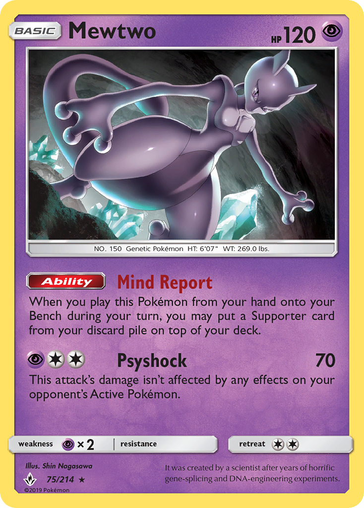 Mewtwo (75/214) [Sun & Moon: Unbroken Bonds] | Anubis Games and Hobby