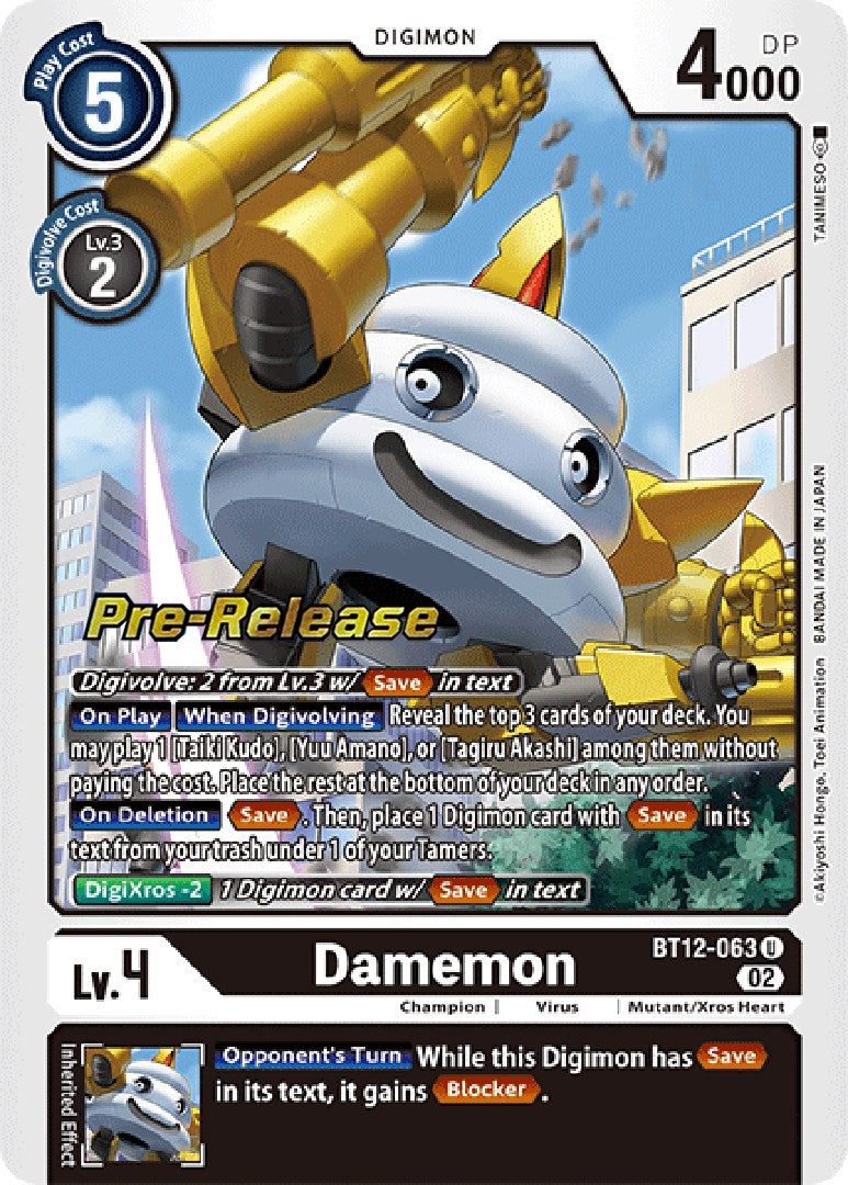 Damemon [BT12-063] [Across Time Pre-Release Cards] | Anubis Games and Hobby
