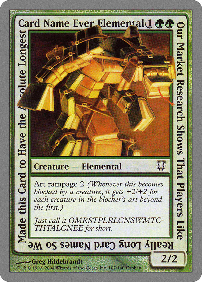 Our Market Research Shows That Players Like Really Long Card Names So We Made this Card to Have the Absolute Longest Card Name Ever Elemental [Unhinged] | Anubis Games and Hobby