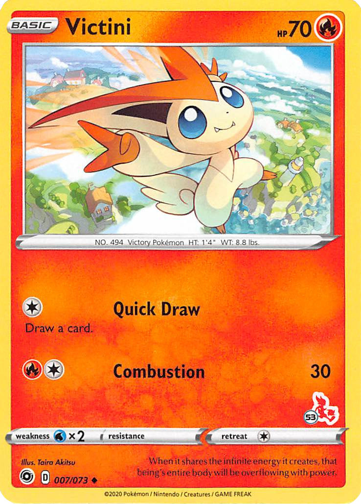 Victini (007/073) (Cinderace Stamp #53) [Battle Academy 2022] | Anubis Games and Hobby