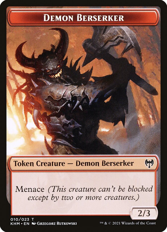 Treasure // Demon Berserker Double-Sided Token [Kaldheim Tokens] | Anubis Games and Hobby