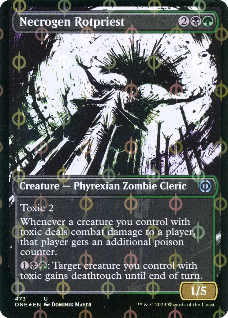 Necrogen Rotpriest (Borderless Ichor Step-and-Compleat Foil) [Phyrexia: All Will Be One] | Anubis Games and Hobby