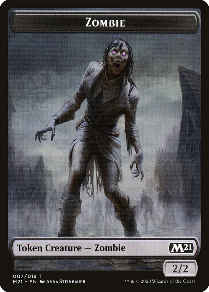 Knight // Zombie Double-Sided Token [Core Set 2021 Tokens] | Anubis Games and Hobby