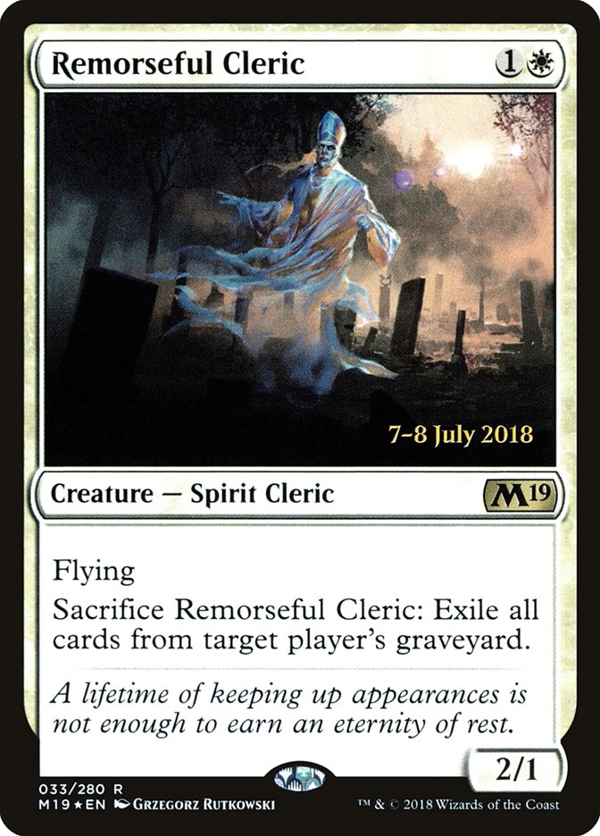 Remorseful Cleric [Core Set 2019 Prerelease Promos] | Anubis Games and Hobby