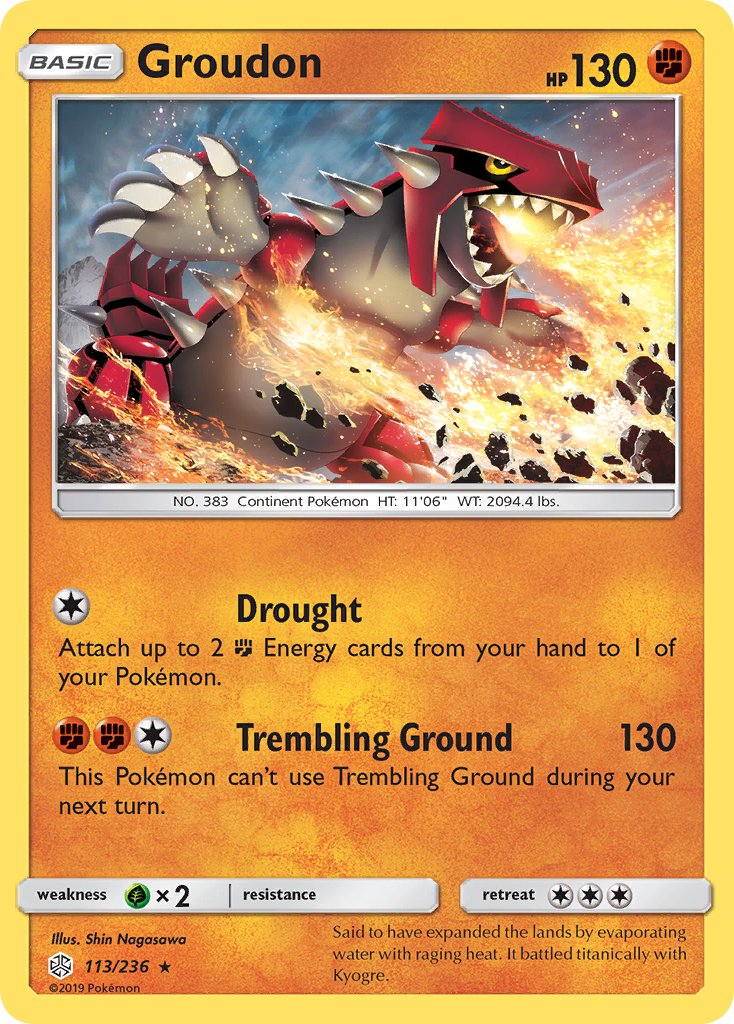 Groudon (113/236) (Cracked Ice Holo) (Theme Deck Exclusive) [Sun & Moon: Cosmic Eclipse] | Anubis Games and Hobby