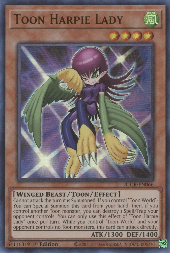 Toon Harpie Lady [BLCR-EN066] Ultra Rare | Anubis Games and Hobby