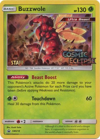 Buzzwole (SM218) (Staff Prerelease Promo) [Sun & Moon: Black Star Promos] | Anubis Games and Hobby