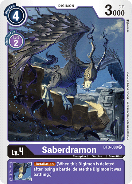 Saberdramon [BT3-080] [Release Special Booster Ver.1.5] | Anubis Games and Hobby