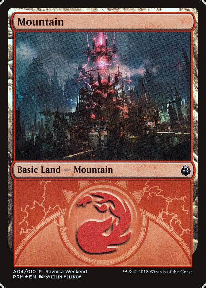 Mountain (A04) [Ravnica Allegiance Ravnica Weekend] | Anubis Games and Hobby