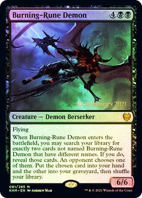 Burning-Rune Demon [Kaldheim Prerelease Promos] | Anubis Games and Hobby