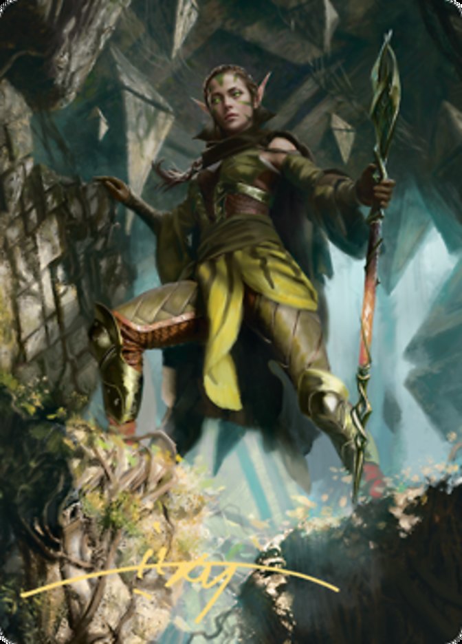 Nissa of Shadowed Boughs 1 Art Card (Gold-Stamped Signature) [Zendikar Rising Art Series] | Anubis Games and Hobby