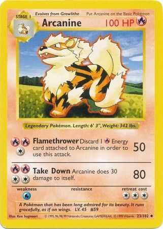 Arcanine (23/102) [Base Set Shadowless Unlimited] | Anubis Games and Hobby