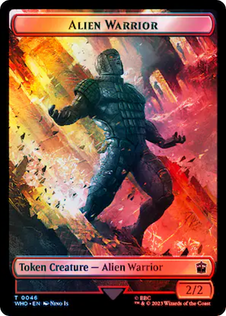 Alien // Alien Warrior Double-Sided Token (Surge Foil) [Doctor Who Tokens] | Anubis Games and Hobby