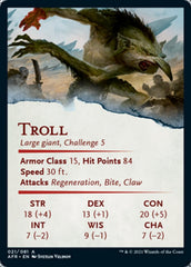 Troll Art Card (Gold-Stamped Signature) [Dungeons & Dragons: Adventures in the Forgotten Realms Art Series] | Anubis Games and Hobby