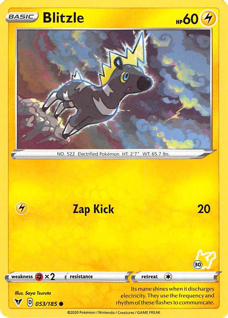 Blitzle (053/185) (Pikachu Stamp #30) [Battle Academy 2022] | Anubis Games and Hobby