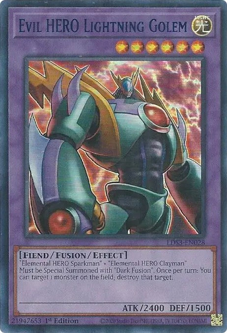 Evil HERO Lightning Golem (Blue) [LDS3-EN028] Ultra Rare | Anubis Games and Hobby