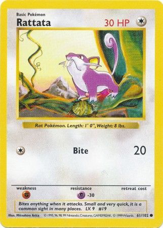 Rattata (61/102) [Base Set Shadowless Unlimited] | Anubis Games and Hobby