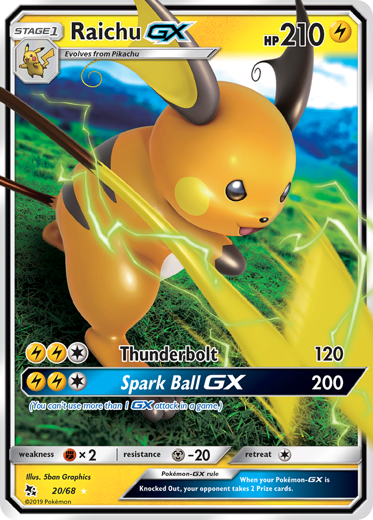 Raichu GX (20/68) [Sun & Moon: Hidden Fates] | Anubis Games and Hobby