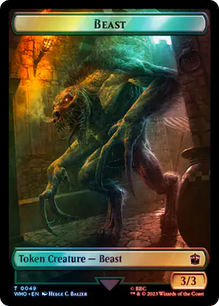 Soldier // Beast Double-Sided Token (Surge Foil) [Doctor Who Tokens] | Anubis Games and Hobby