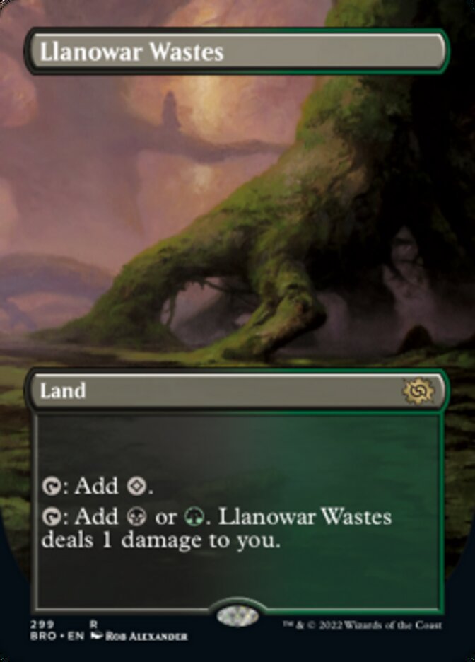 Llanowar Wastes (Borderless Alternate Art) [The Brothers' War] | Anubis Games and Hobby