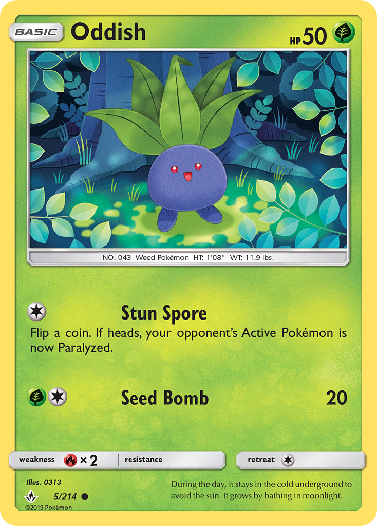 Oddish (5/214) [Sun & Moon: Unbroken Bonds] | Anubis Games and Hobby