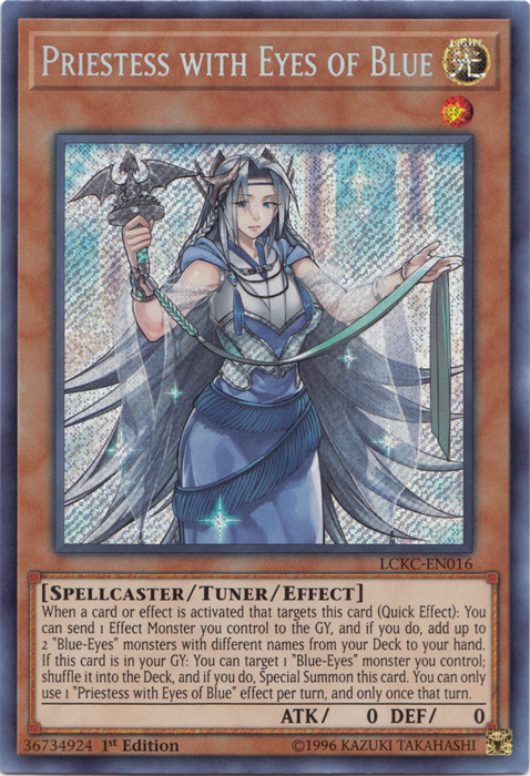 Priestess with Eyes of Blue [LCKC-EN016] Secret Rare | Anubis Games and Hobby