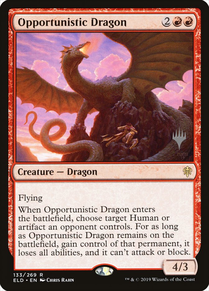 Opportunistic Dragon (Promo Pack) [Throne of Eldraine Promos] | Anubis Games and Hobby