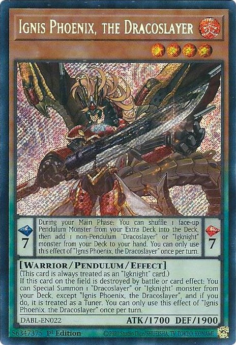 Ignis Phoenix, the Dracoslayer [DABL-EN022] Secret Rare | Anubis Games and Hobby