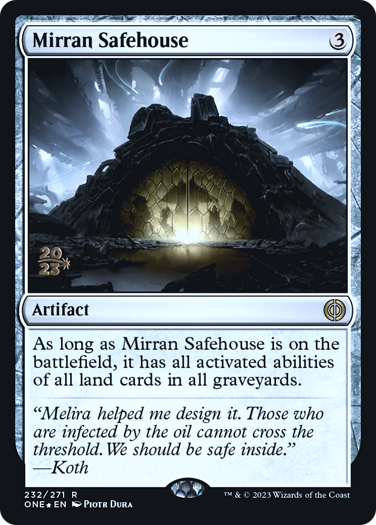 Mirran Safehouse [Phyrexia: All Will Be One Prerelease Promos] | Anubis Games and Hobby