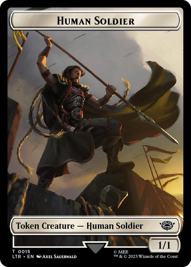 Human Soldier (0015) // Food (0024) Double-Sided Token (Surge Foil) [The Lord of the Rings: Tales of Middle-Earth Tokens] | Anubis Games and Hobby