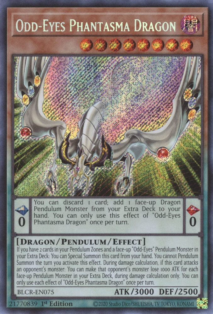 Odd-Eyes Phantasma Dragon [BLCR-EN075] Secret Rare | Anubis Games and Hobby