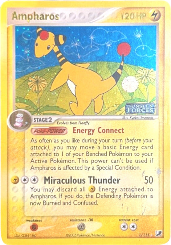 Ampharos (1/115) (Stamped) [EX: Unseen Forces] | Anubis Games and Hobby