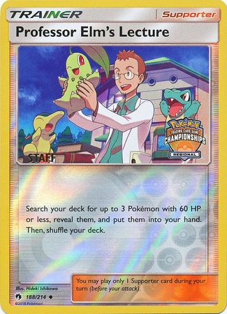 Professor Elm's Lecture (188/214) (Regional Championship Promo Staff) [Sun & Moon: Lost Thunder] | Anubis Games and Hobby