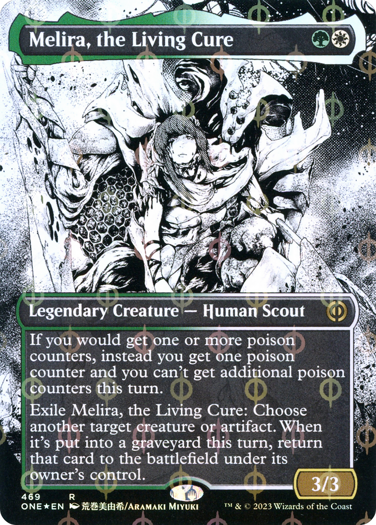 Melira, the Living Cure (Borderless Manga Step-and-Compleat Foil) [Phyrexia: All Will Be One] | Anubis Games and Hobby