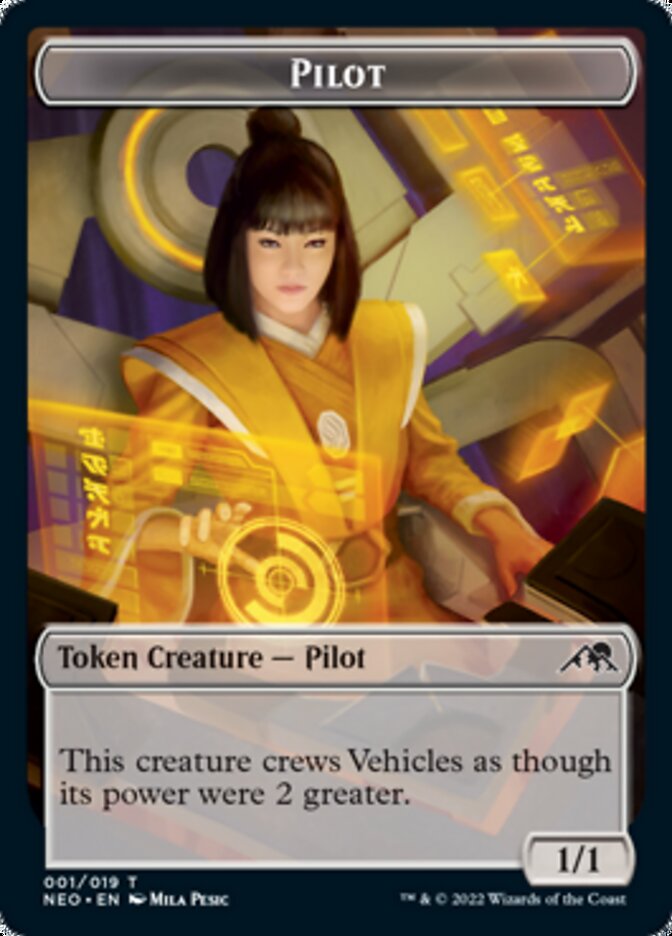 Myr // Pilot Double-Sided Token [Kamigawa: Neon Dynasty Commander Tokens] | Anubis Games and Hobby